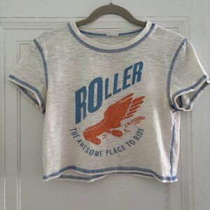 Retro Roller Skating Crop Top Tee Small